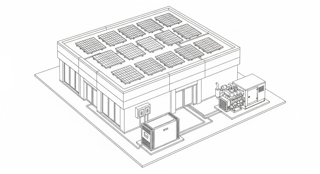 Commercial Building with Back-up Genset, Solar and Battery Microgrid